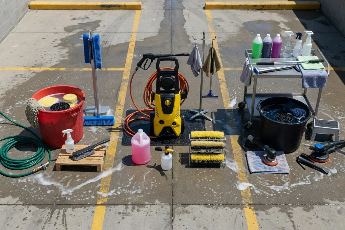 AI-generated illustration: hand car wash options
